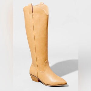 Universal Thread Tan Knee-High Western Heeled Boots